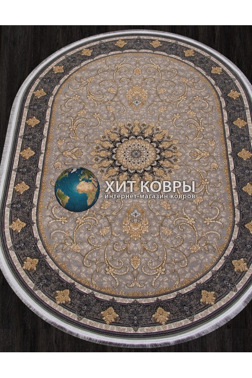 Иранский ковер Kashan 752192 Бежевый овал